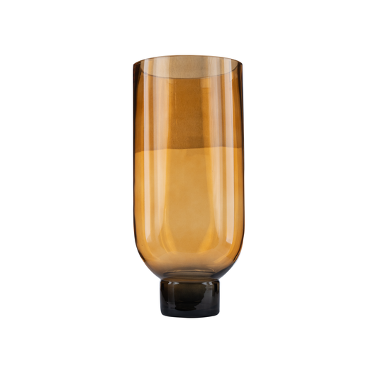 مزهرية زجاجية كهرمانية كبيرة