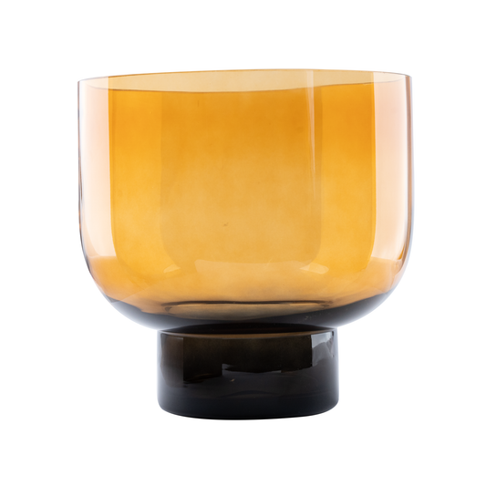 مزهرية زجاجية كهرمانية صغيرة